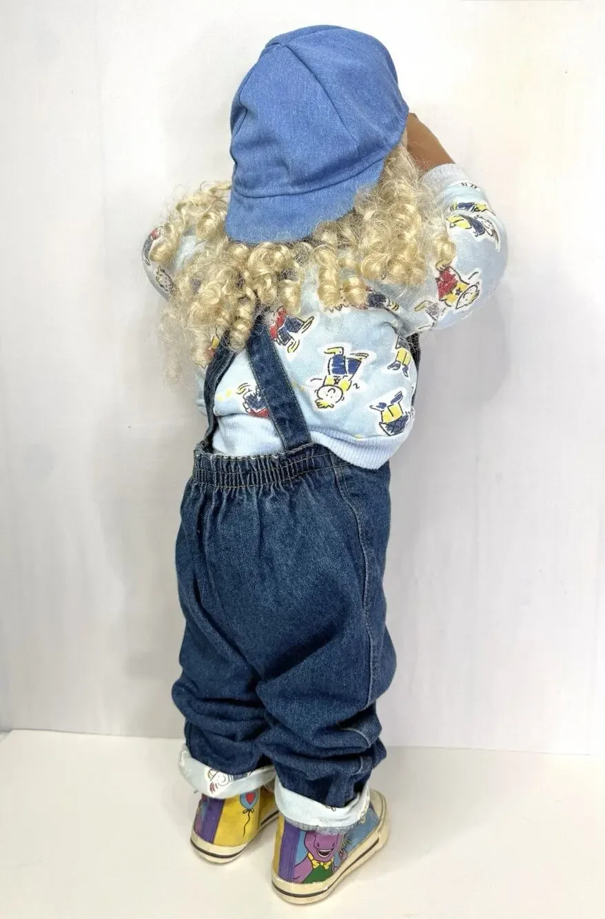 Vintage 90s Time Out Doll Hide and Seek Corner Kid Barney Sneakers Overalls Hat